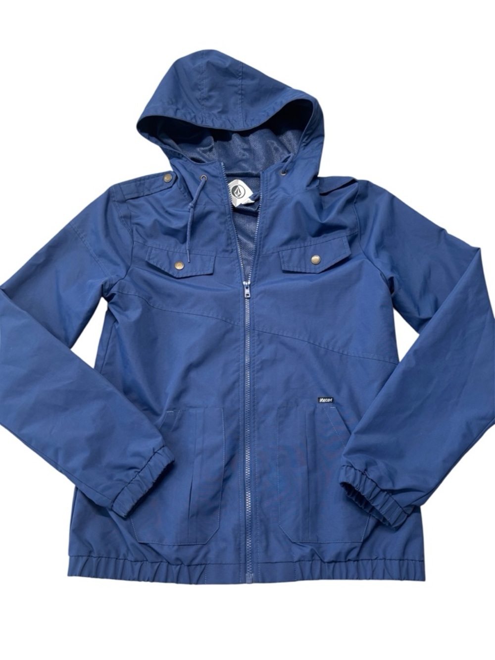 Volcom “Enemy Lines” Hooded Windbreaker Jacket Navy Blue Medium Skate Streetwear